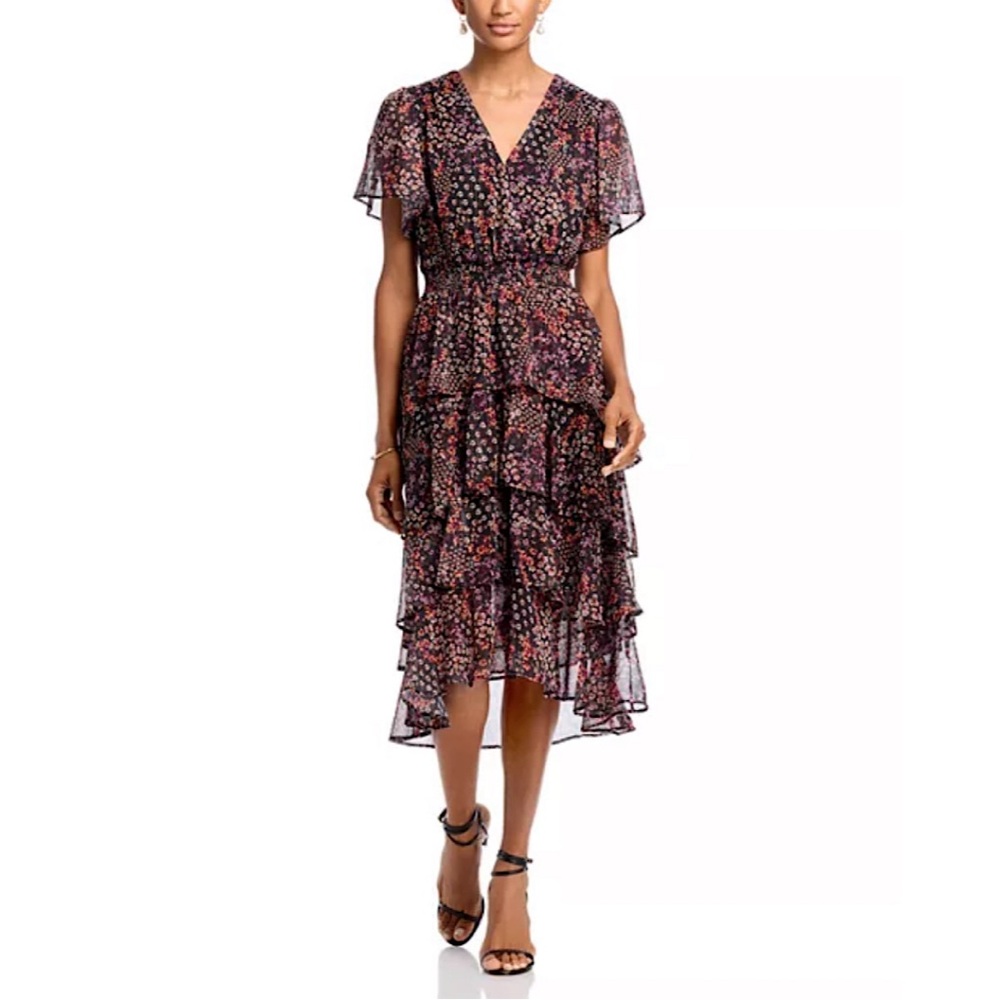 KOKO + MASON
Tiered Midi Dress Brown Floral XS‎